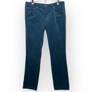 Tory Burch Teal Blue Mid Rise Stretch Corduroy Super Skinny Jean Size 29
